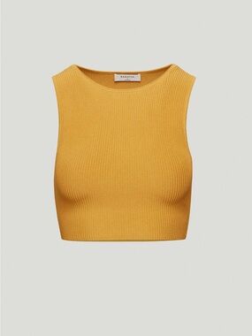 Babaton Yellow Ribbed Cropped Tank